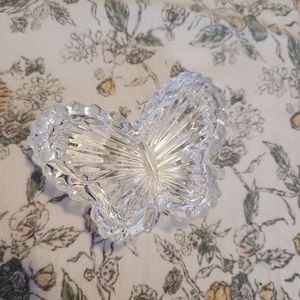 Vintage Butterfly Lead Crystal Dish